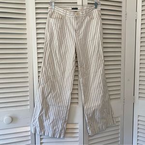 Lauren Jeans Company 14 Wide Leg White Pinstripe Coastal Grandma Slacks Pants